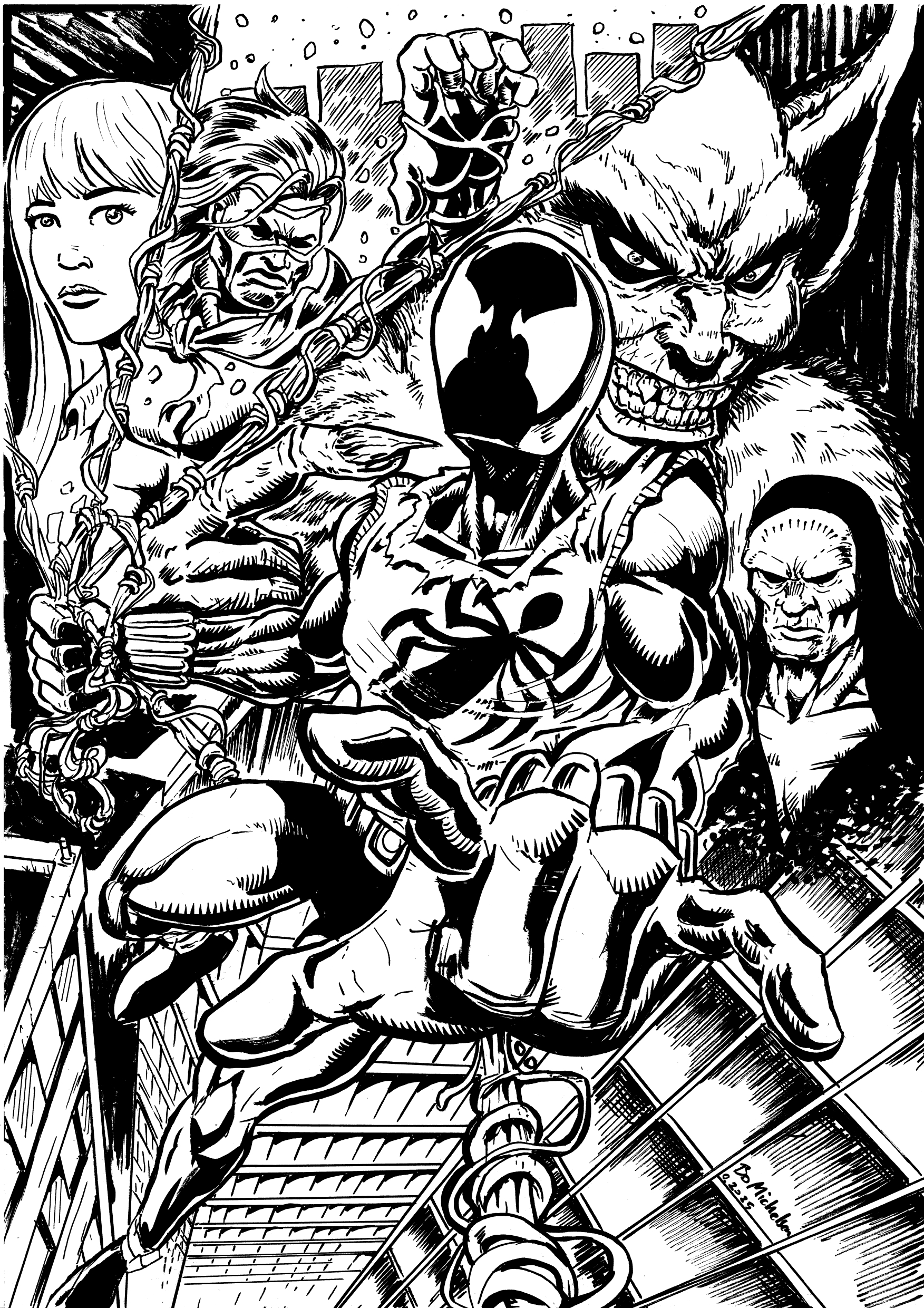Scarlet Spider - Original dark fantasy comic illustration by Bo T. K. Michelsen (Knight of Ink)